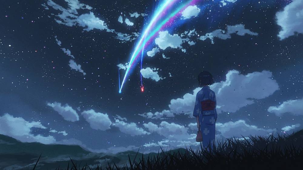 Kimi no na wa. (2016), „Příběh zázraků a lásky“ se točí kolem dívky jménem Mitsuha a chlapce jménem Taki. Mitsuha je studentkou střední školy, která žije spolu se svou mladší sestrou a babičkou v málem městečku hluboko v horách. Mitsuha je dcerou zdejšího starosty, který je velmi přísný a obzvláště nyní, když se blíží další volby, chce, aby se jeho dcera chovala vzorně. Dívka je také svazována spoustou tradic spojených s tím, že se její rodina po několik generací stará o šintoistickou svatyni ve městě. Není tedy divu, že Mitsuha svůj život velmi těžce snáší a sní o nádherném životě ve velkém městě jakým je Tokio. V centru Tokia žije Taki, student střední školy, který tráví svůj volný čas se svými přáteli, nebo na brigádě v italské restauraci, kde pracuje jako číšník. Takiho velkým koníčkem je architektura a výtvarné umění. Jednoho dne má Mitsuha velmi živý sen, ve kterém je chlapcem v centru Tokia. Taki má také zvláštní živý sen, ve kterém je mladou studentkou v malém městečku v horách, kde nikdy nebyl…
