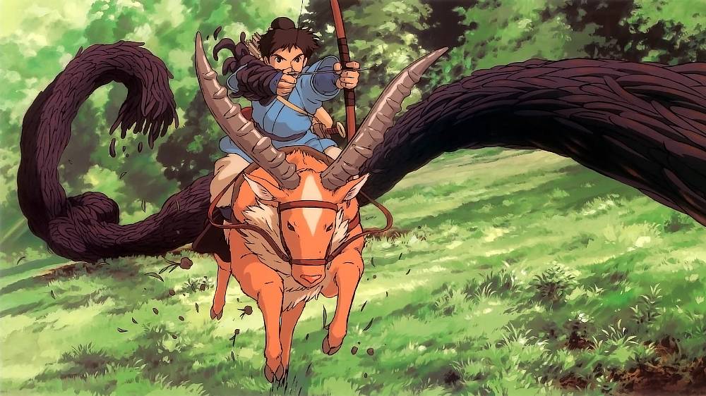 Princezna Mononoke (1997), Za dávných časů, v divokých hvozdech Japonska začíná mýtický boj mezi rozrůstající se civilizací lidí a zvířecími božstvy, která vládnou lesům. A také příběh lásky lidského dítěte vlčí bohyně - princezny Mononoke - a válečníka věřícího v mír mezi lidmi a přírodou - prince Ashitaky.
