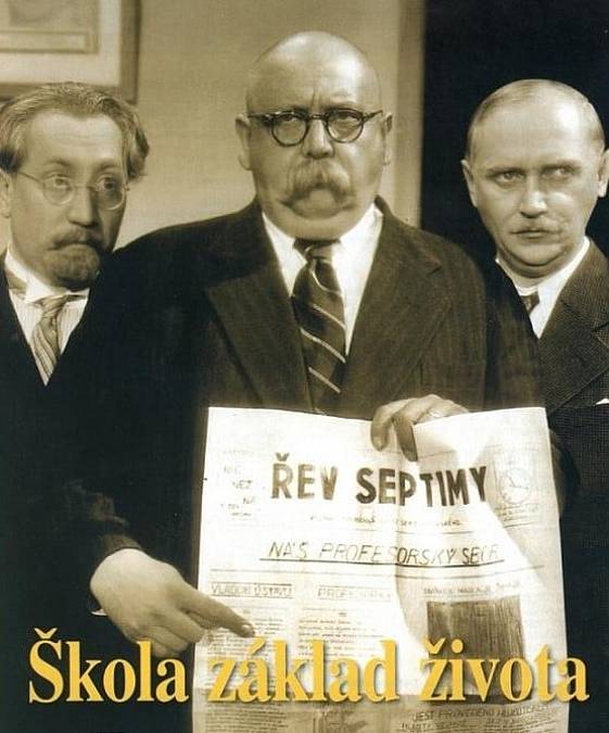 Škola základ života. Štěstí. Co je štěstí? Muuuška jenom zlatá…! Je celkem zbytečné tázat se, proč jsou filmy ze studentského prostředí tak oblíbené u diváků všech věkových kategorii. Každý z nás prošel (či právě prochází) nějakou školou a ve studentských filmech hledá odraz svých vlastních vzpomínek nebo čerstvých zážitků. Studující mládež pronikla do českého filmu mnohokrát. Ve 30. letech minulého století to byly především sentimentální historky o prvních láskách a popletených profesorech. Režisér Martin Frič natočil v druhé polovině třicátých let dvě výborné veselohry Škola základ života a Cesta do hlubin študákovy duše, které byly inspirovány romány Jaroslava Žáka, dokonalého znalce středoškolského prostředí. Oba snímky dodnes patří k divácky nejúspěšnějším snímkům. Škola základ života má prostý děj, dokonale však vystihuje jednotlivé typy studentů i profesorů. Ladislav Pešek se představil v nezapomenutelné roli studenta, který neopomine jedinou příležitost k rošťárně, František Filipovský naopak hraje podlézavého šplhouna a udavače, Antonín Novotný zase obletovaného školního krasavce. Jejich důstojné pány profesory si s chutí zahráli František Kreuzmann, František Smolík, Ladislav Boháč, Jaroslav Marvan a Václav Trégl. Ředitele gymnázia si poté zahrál Theodor Pištěk.