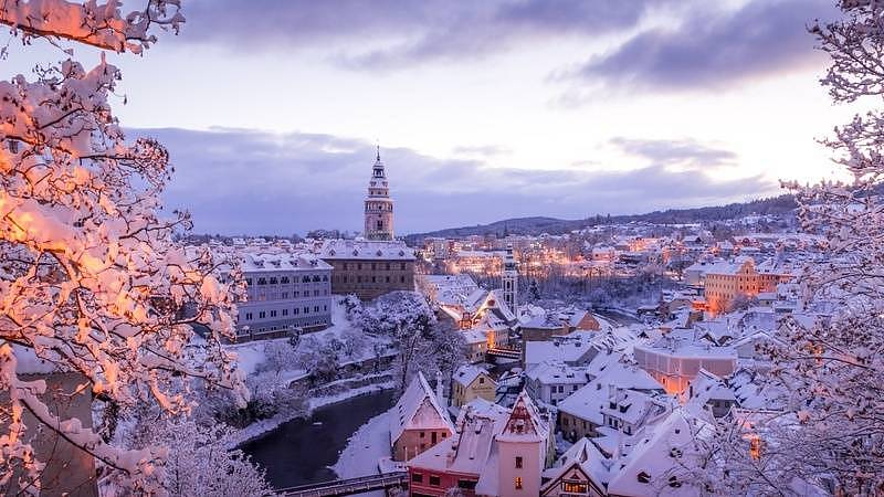 Krumlovský zámek v zimě