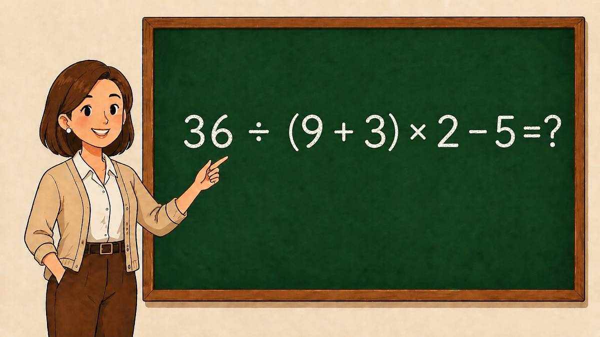 Dělení nebo závorka - co přijde dřív? Vyřešte 36 ÷ (9 + 3) × 2 - 5