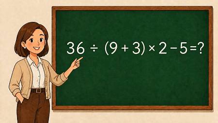 Dělení nebo závorka - co přijde dřív? Vyřešte 36 ÷ (9 + 3) × 2 - 5